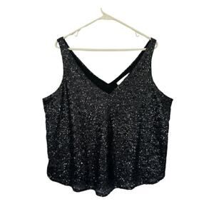 LOFT Black Sequin Tank Top